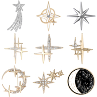 Ramadan Rhinestone Star Brooches for Women Unisex Glossy Moon Pins Office Party Friend New Year Gifts Jewelry Accessories