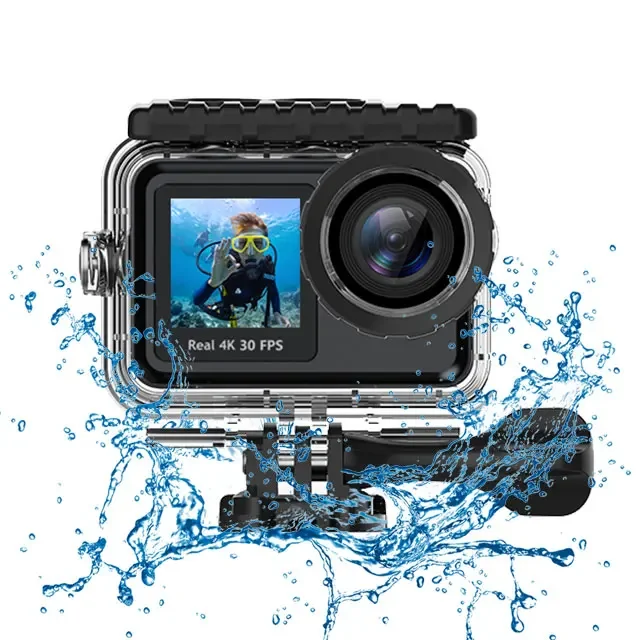 Factory OEM/ODM Smart Mirror Touch Screen And Waterproof 30M Real 4k Dual ScreenSport Stabilizer  Extreme   Action Camera