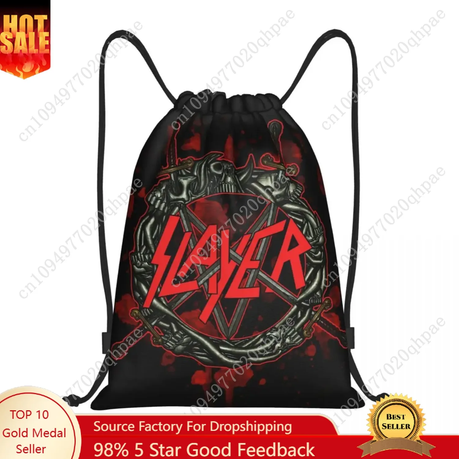 

Heavy Metal Rock Slayers Logo Drawstring Bags Women Men Portable Sports Gym Sackpack Thrash Band Shopping Backpacks
