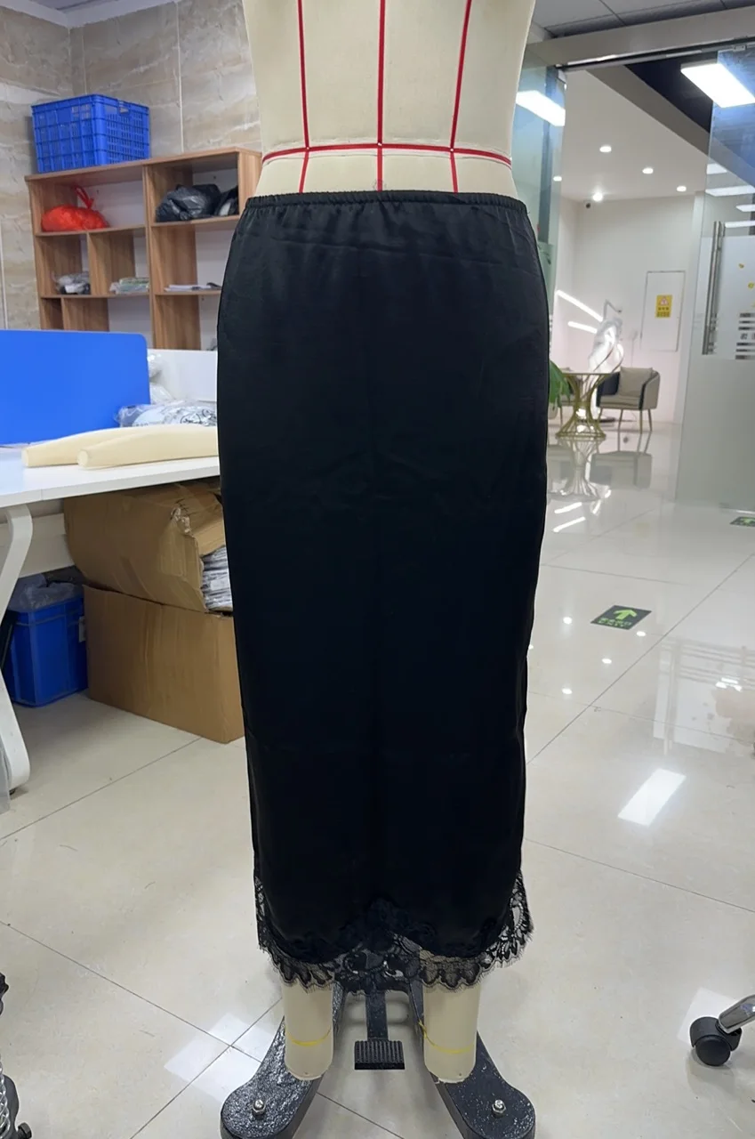 

Womens Midi Skirt Lace Trim Mid Rise Skirts for Women Summer Elegant A Line Skirt with Side Slit Stylish Midi Skirts Casual