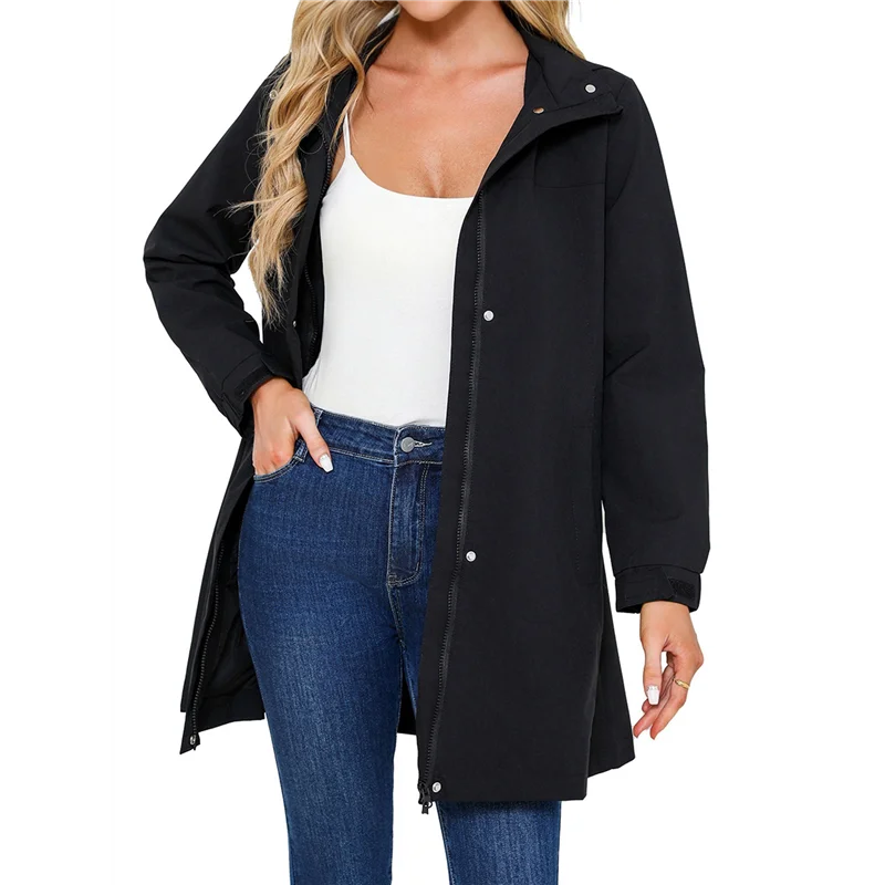 

AA01-Rain Jacket For Women Waterproof With Hood Trech Coat For Women Raincoats Long Windbreaker