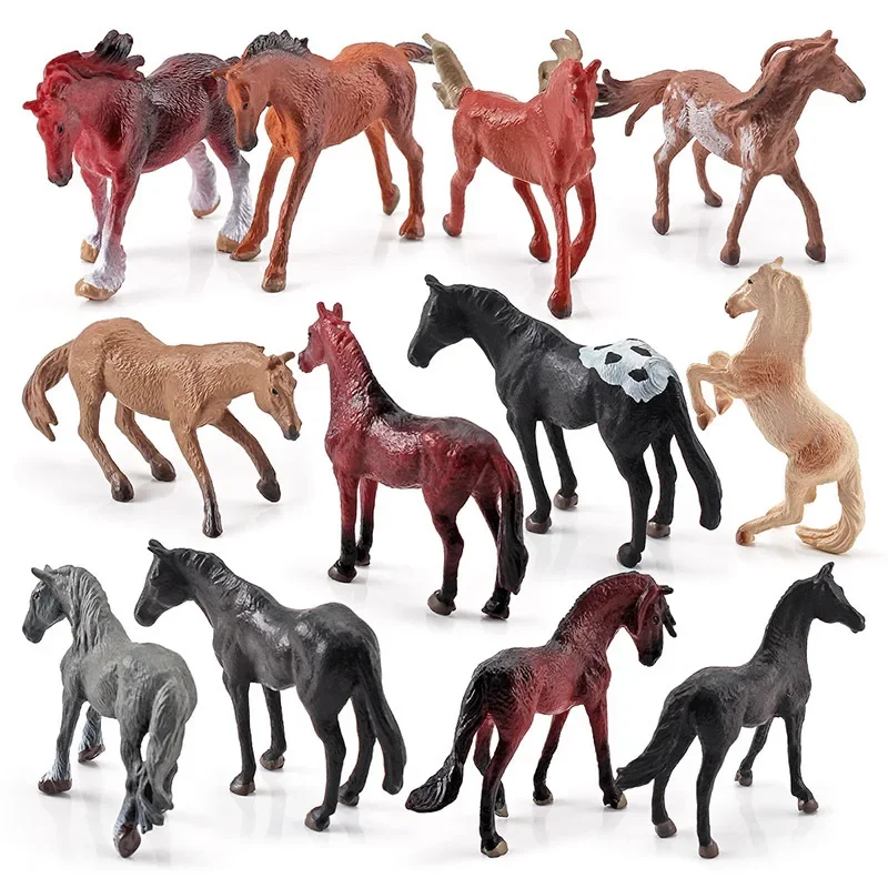 Juguete de Animal salvaje de simulación de 12 estilos, modelo de acción de plástico de PVC, caballo, figura de bebé, muñeca de colección, juguetes educativos para niños