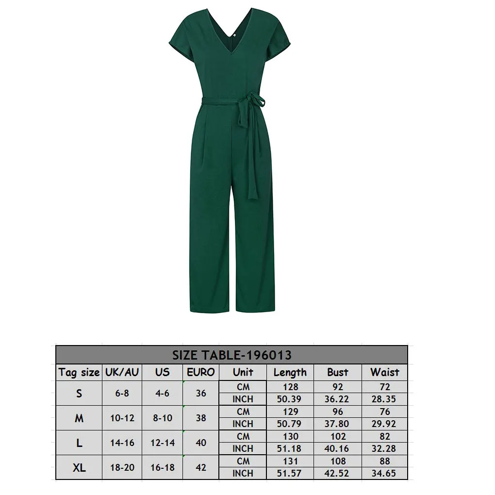 Tutina da donna con scollo a V, manica corta, tinta unita, tutina estiva