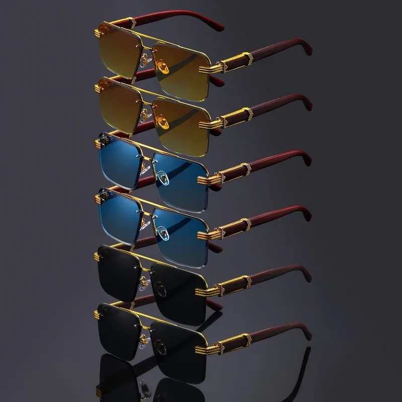 6PCS Retro Square Half Frame Unisex Sunglasses Suitable for Daily Commuting and Outdoor Activities