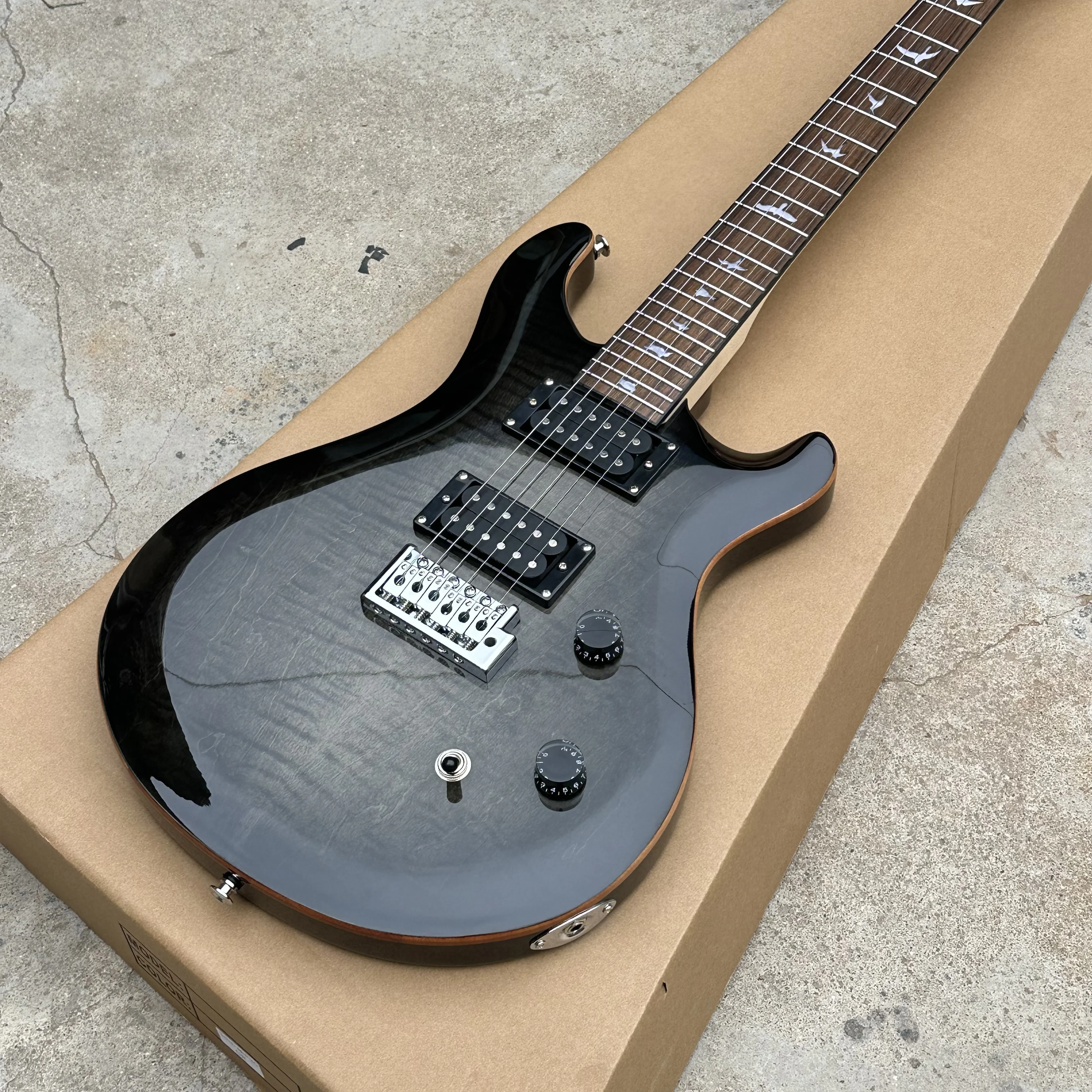 Free Shipping Black Beauty PRS Electric Guitar Flame Maple top Solid mahogany Wood Body