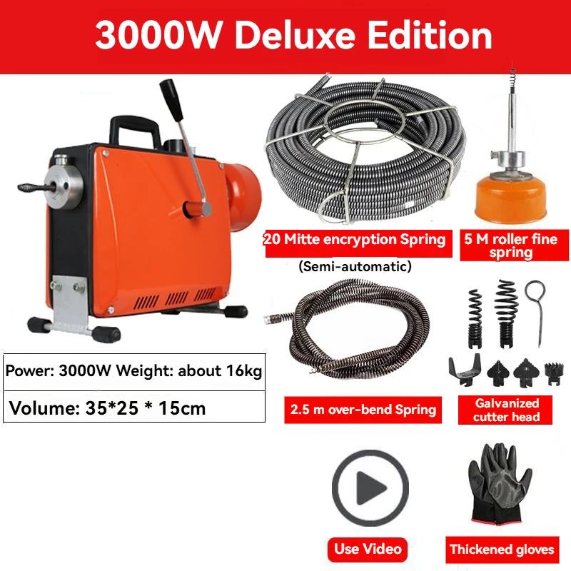 

AUTO Electric Pipe Dredging Machine Sewer Dredger Toilet Floor Drain Dredging Cleaning Machine Drain Pipe Device Clean Machine