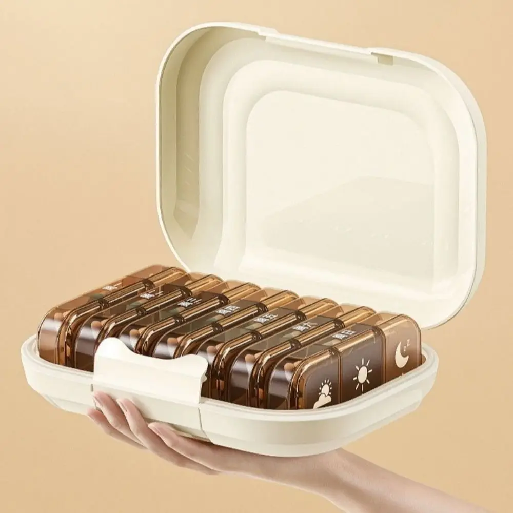 

7 Days a Week Sealed Medicine Box 21-Compartment Waterproof Weekly Pill Organizer Plastic Medicine Dispenser Weekly Planning