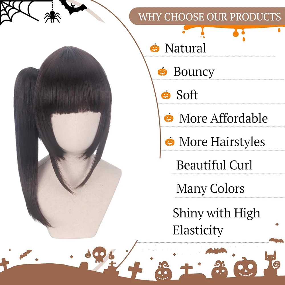 Anime Kanawo Kurino ‌ ‌   Cosplay Capelli sintetici 12 pollici Nero naturale Carnevale di Halloween Festa quotidiana Parrucca di alta qualità resistente al calore