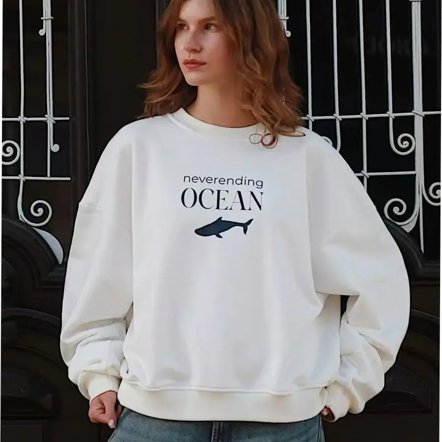 

American-style Loose Pullover 2025 Hoodie, Korean New Spring and Autumn Style, Stylish and Versatile Round-neck Long-sleeved Top