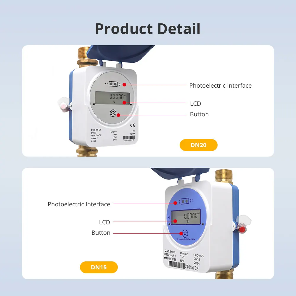 Tuya Zigbee Smart Ultrasonic Water Meter IP68 LCD Digital Display Water Quantity Flow Consumption Measurement Smart Life App