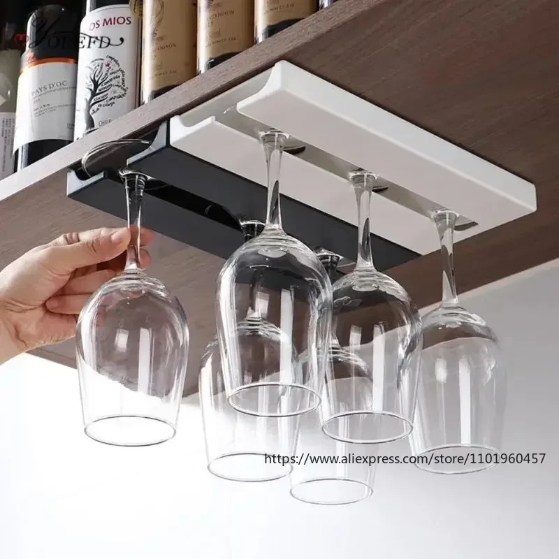 

2PC Multi-functional Wine Glass Hanging Rack for Kitchen Cabinet Bar Organizer Wall-mounted Wine Glass Holder for Space-saving