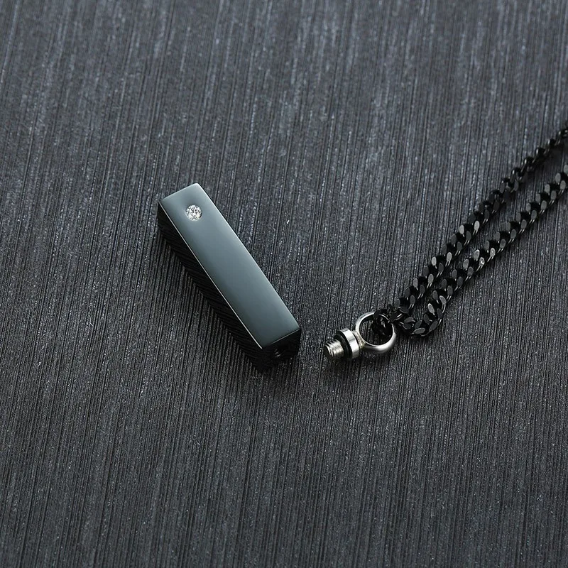Vnox Mens Free Personalized Cuboid Bar Necklace with Birthstone Name Pendants for Women Cremation Urn Necklace Custom Jewelry