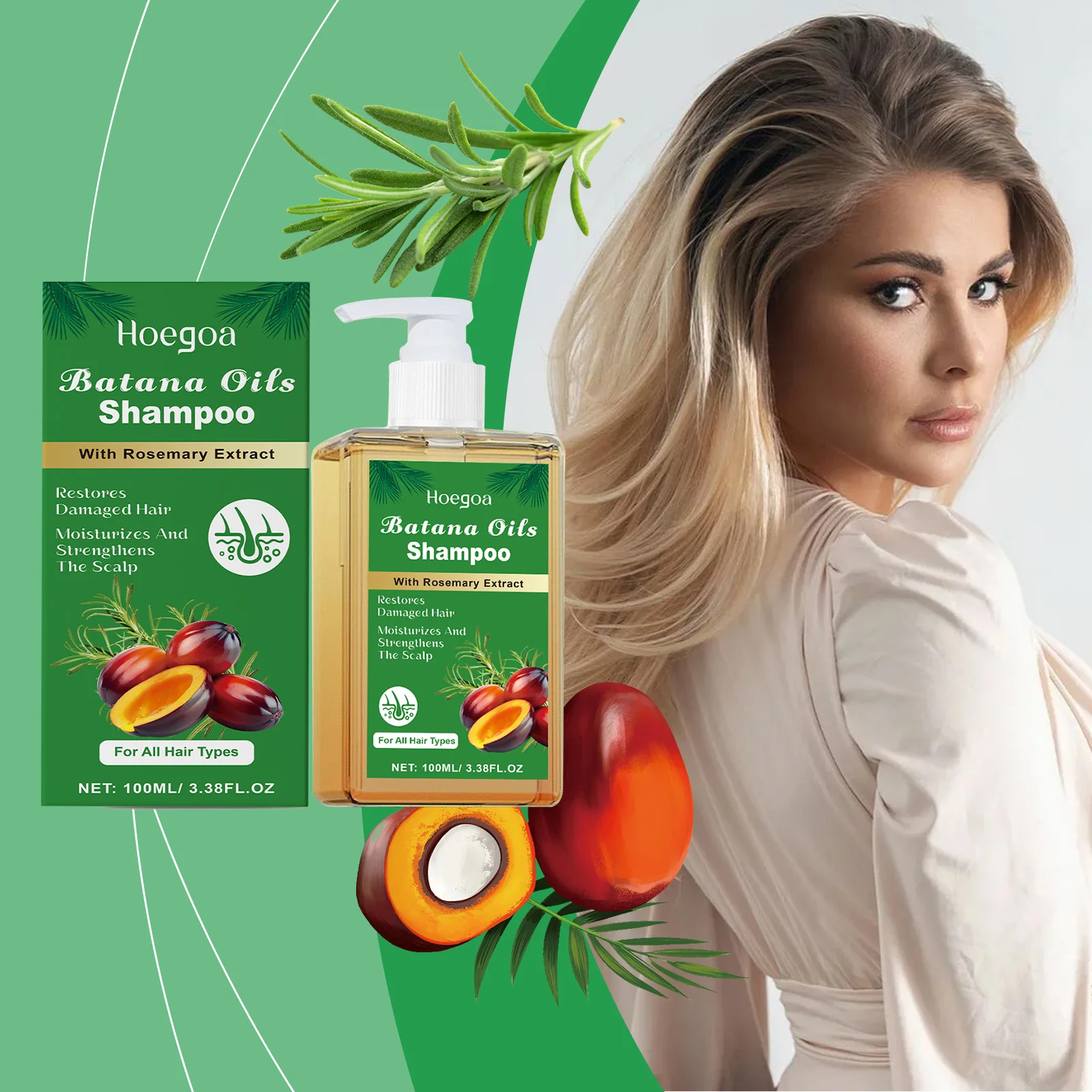 Champú nutritivo para el cabello con extracto de Batana: nutre intensamente y practica los folículos capilares, limpieza suave sin irritación