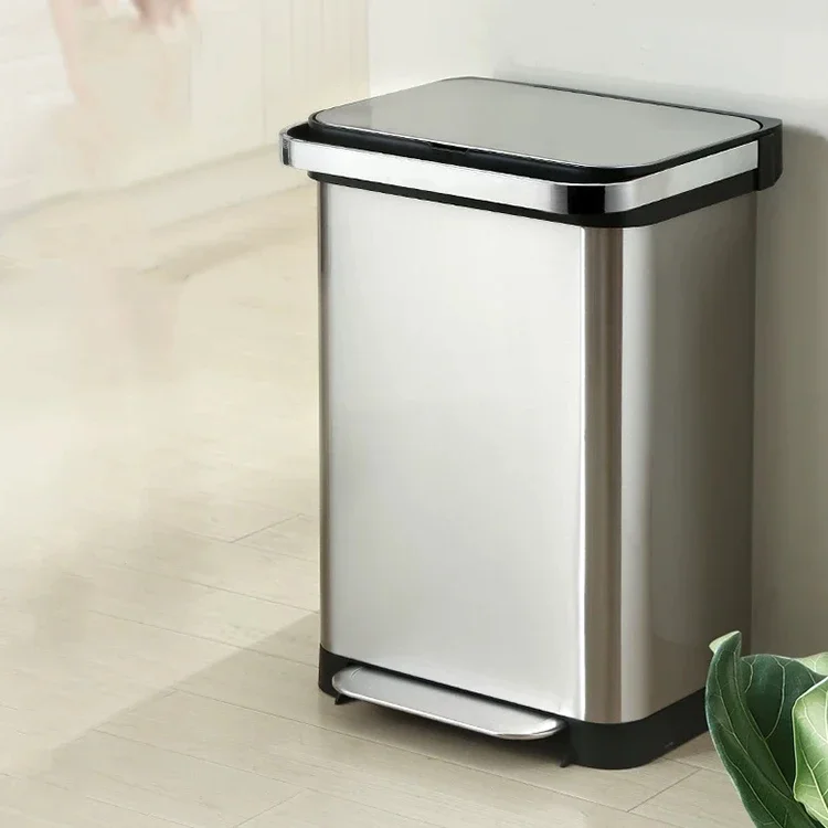 Rcompression Trash Can Trash Compactor Kitchen Compost Bin Compresses Kitchen Stainless Steel Bedroom Party Patio 50L Carton