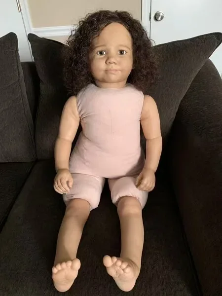

EGO Customized Limited Supply 100cm Reborn Baby Black Complexion Painted doll With Hand-Rooted Hair DIY Part With Cloth Body