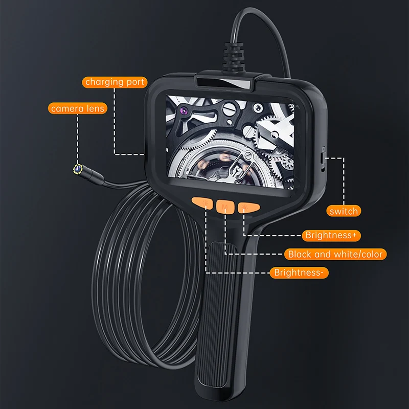 4.3 inch LCD Screen Handheld Endoscope Camera HD IP67 Waterproof with 8 LED for Cylinder Drain Pipe Inspection Borescope