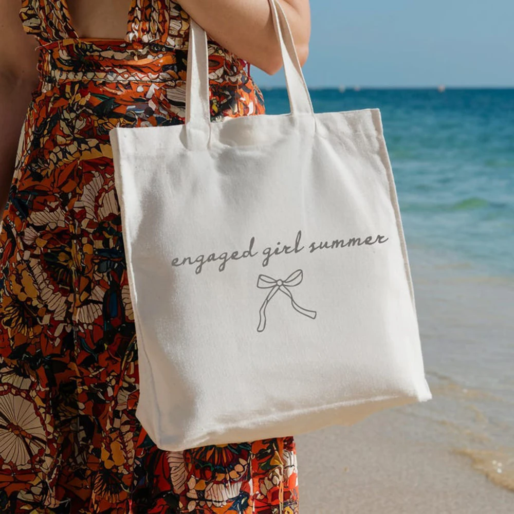 

Personalized Team Bride Tote Bag Durable Canvas Tote Engaged Girl Summmer Beach Bag Wedding Bridal Shower Travel Shoulder Bag