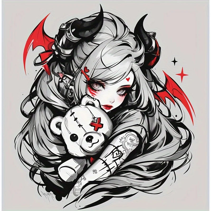 4 قطع/مجموعة ملصقات فتاة الشيطان القوطية الأنيقة، مثالية لألواح التزلج وأجهزة الكمبيوتر المحمولة وأجسام السيارات وغيرها من العناصر المختلفة #6