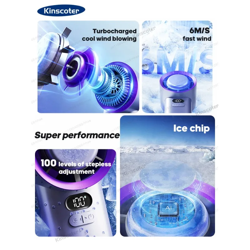KINSCOTER Portable Handheld Turbo Fan 100 Wind Speeds Adjustable Mini Personal Fan Battery Operated Electric Eyelash Fan
