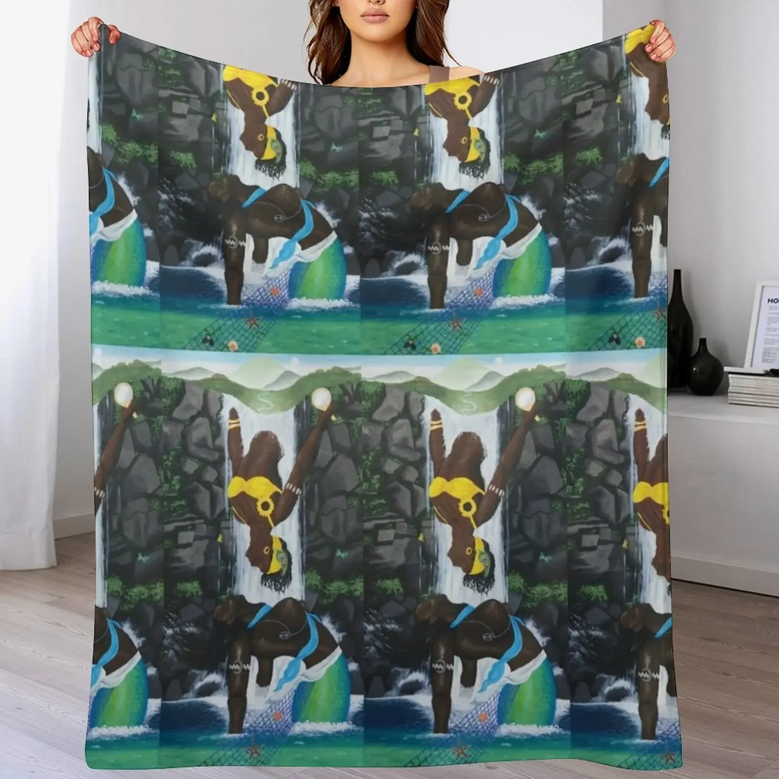 Oshun and Yemaya Throw Blanket Bed linens blankets and throws Baby Blankets