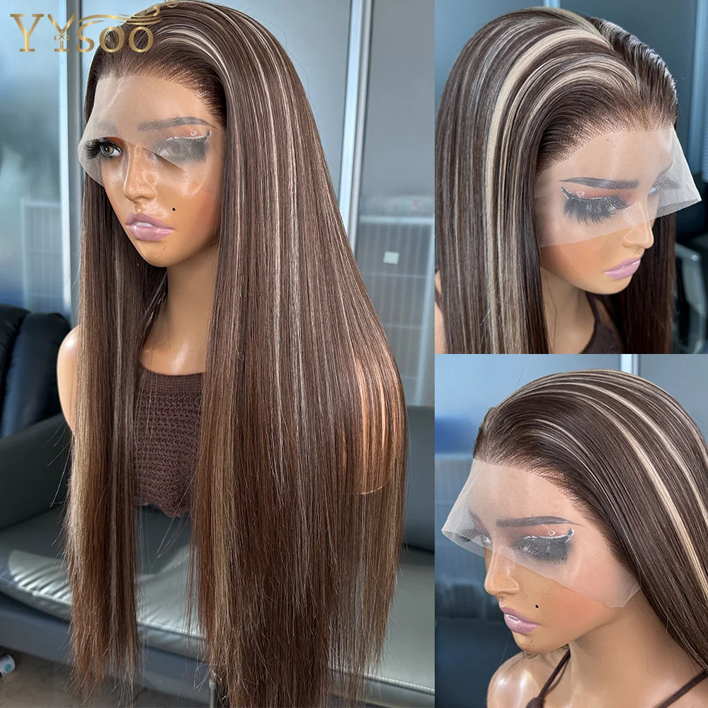 Long Highlights Silky Straight 13X4 Futura Synthetic Lace Front Wigs For Black Women Pre Plucked Hairline Heat Resistant Wig