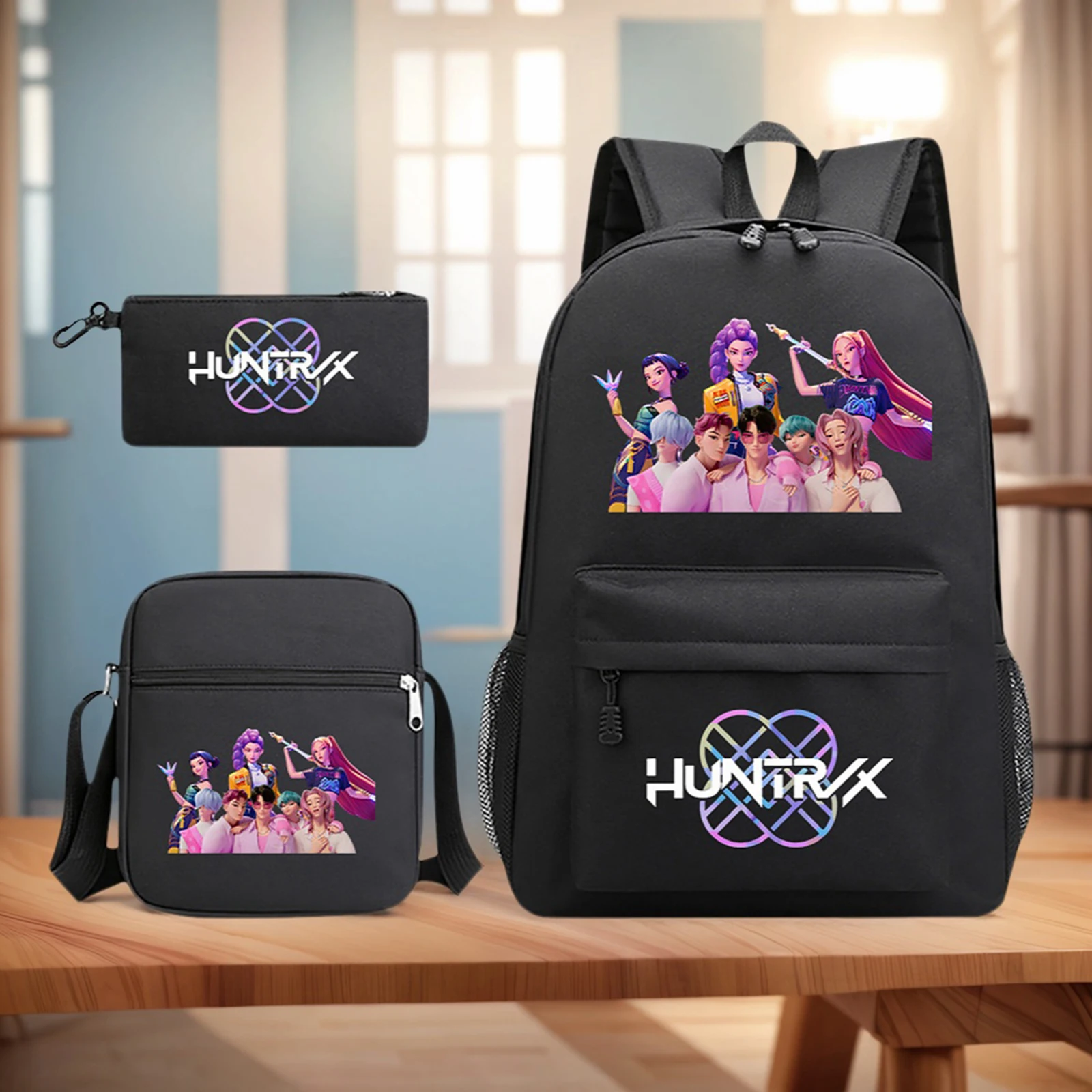 

Школьный рюкзак из 3 предметов с сумкой на плечо и чехлом для ручек, школьная сумка с персонажами аниме, рюкзак с принтами персонажей для студентов, мальчиков и девочек