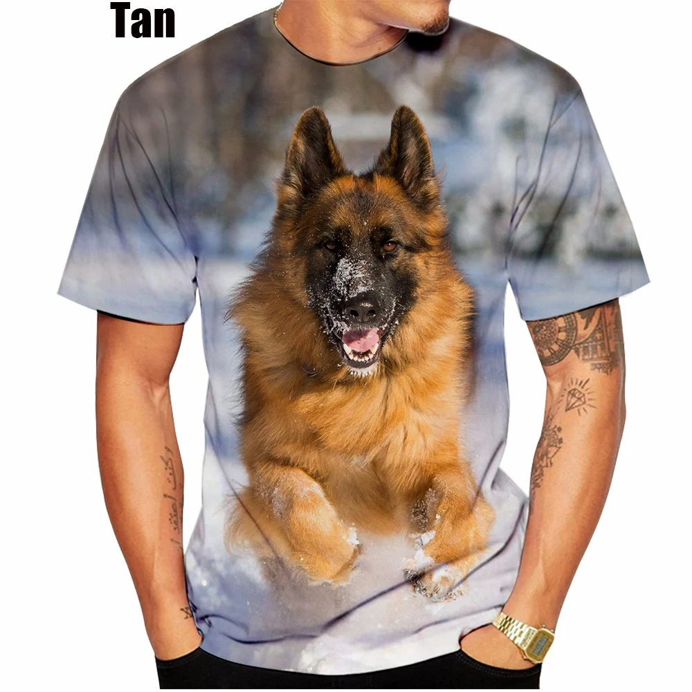 Fashion Funny 3D Printed Dog T Shirt Cute German Shepherd T-shirt for Men