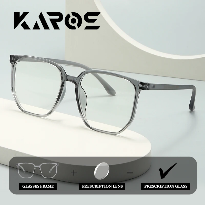 

KAROS Unisex Blue Light Blocking Reading Glasses, TR90 Geometric Frame with Prescription Lenses for Men and Women
