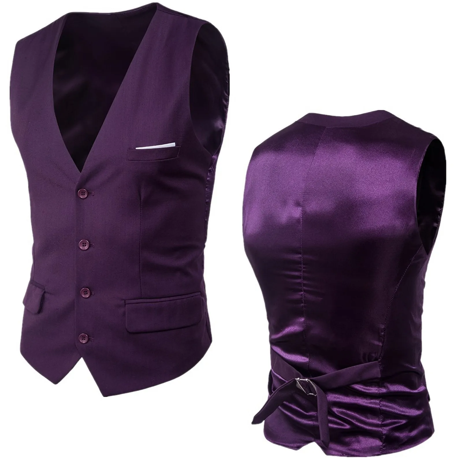 Heren Rode Trouwpak Vest Ashion Classic V-Hals Silm Fit Effen Formele Pak Taille Jas Lichtgewicht Voor Bruiloft Prom Vest