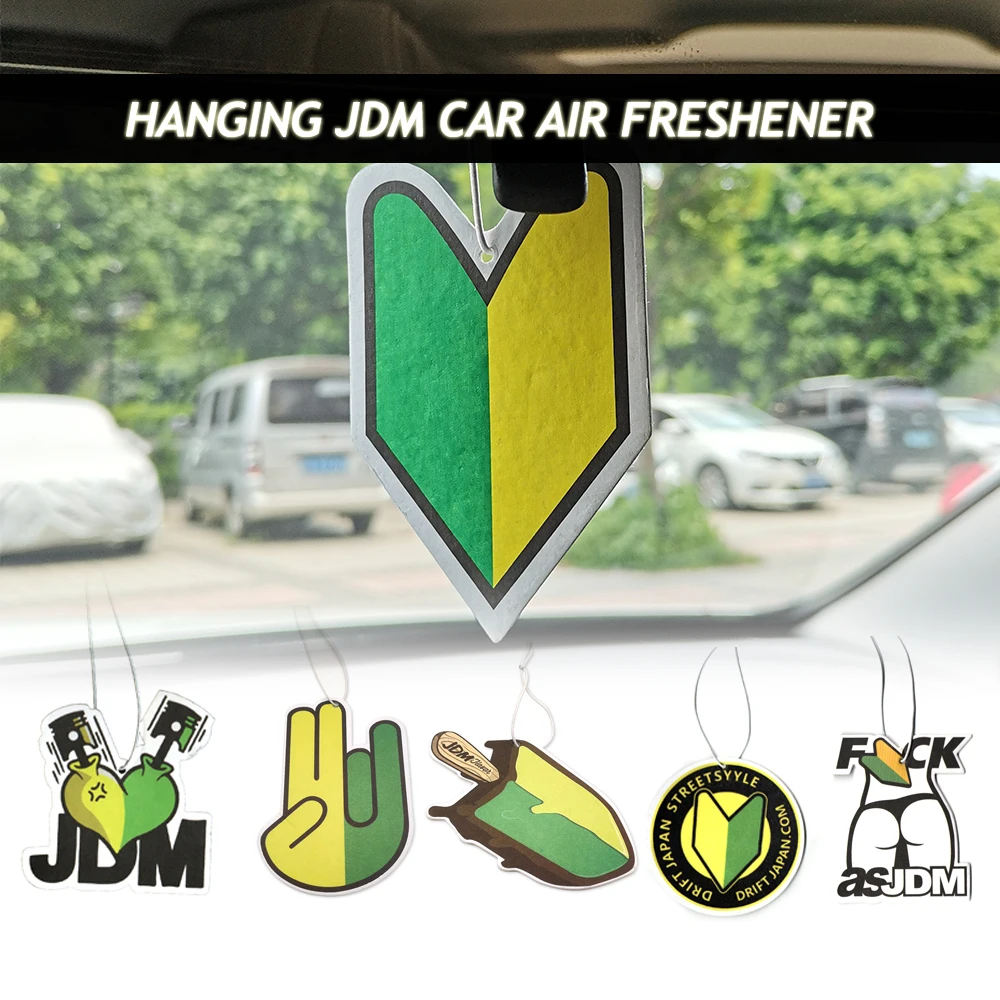 JDM Racing تعديل الثقافة سيارة معطّر الهواء معلقة مرآة الرؤية الخلفية العطر JDM كما معلقة العطور الصلبة ورقة قلادة
