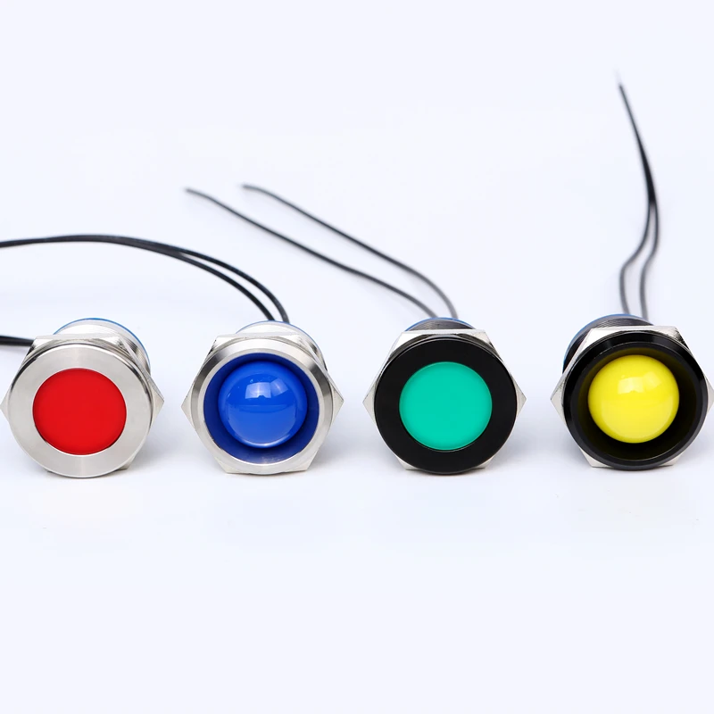 22Mm Metal Black Messing Rvs IP67 Led Indicator Light Pilot Signaal Lamp Met 15Cm Kabel (PM22-DX)
