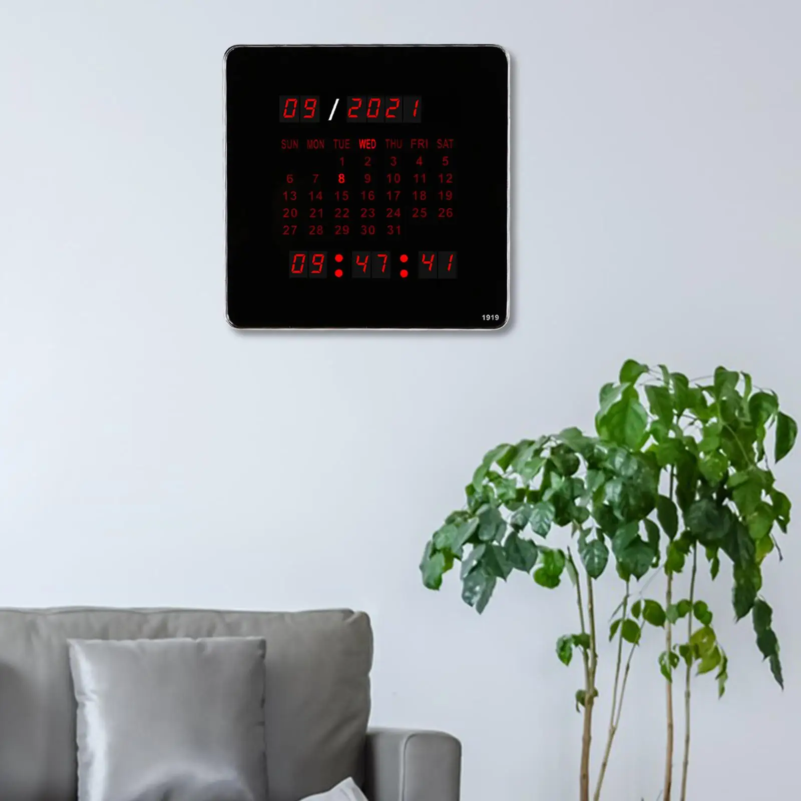 Large Digital Wall Clock with Calendar 12/24H Month Week Date Year Desk Clock LED Display for Bedroom Home Office