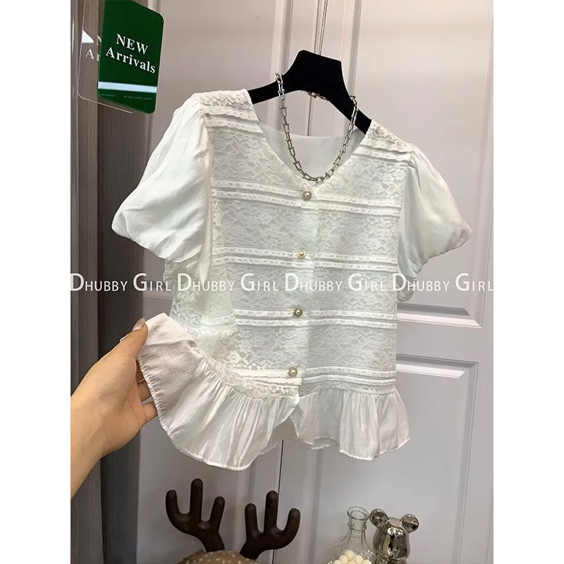 Vintage Chic White Basic Casual New Tshirt Tees Women Buttons 2023 Summer Short Sleeve Korean Fashion Ladies