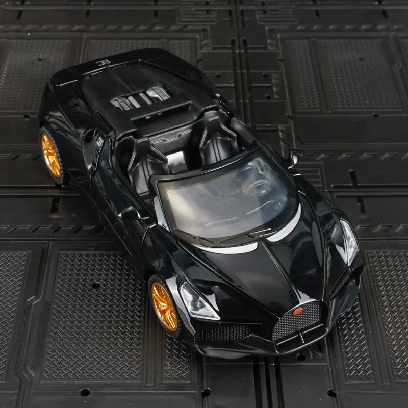 1:32 Bugatti Mistral alloy car model ornament collection, doors can be opened, children's sound and light feedback toy gift