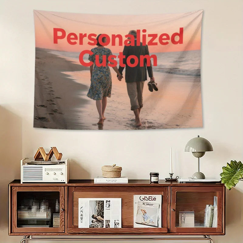 

Настраиваемые пляжные полотенца и скатерть — персонализированный настенный гобелен с романтическим дизайном пар, мягкая персиковая светло-бежевая ткань, I
