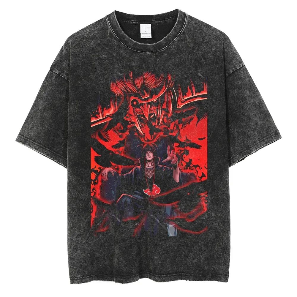 camiseta-masculina-2026-anime-naruto-versao-retro-manga-lavada-kakashi-oversized-pain-lee-tobi-100-algodao-puro