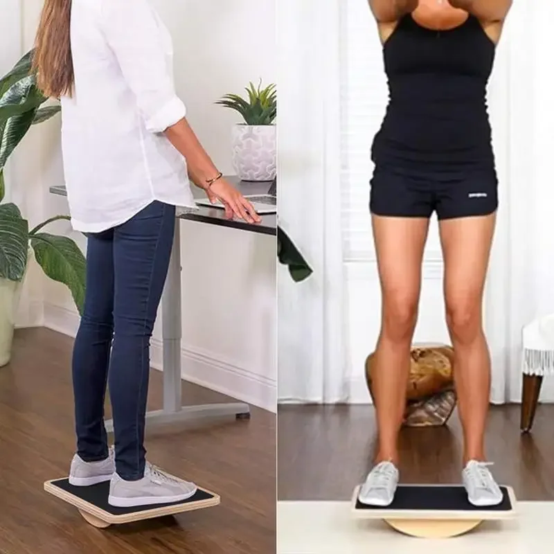 Wooden Wobble Balance Board Exercises Training Balancing Rocking Board Level Training Balance Gym Exercise Fitness Equipments