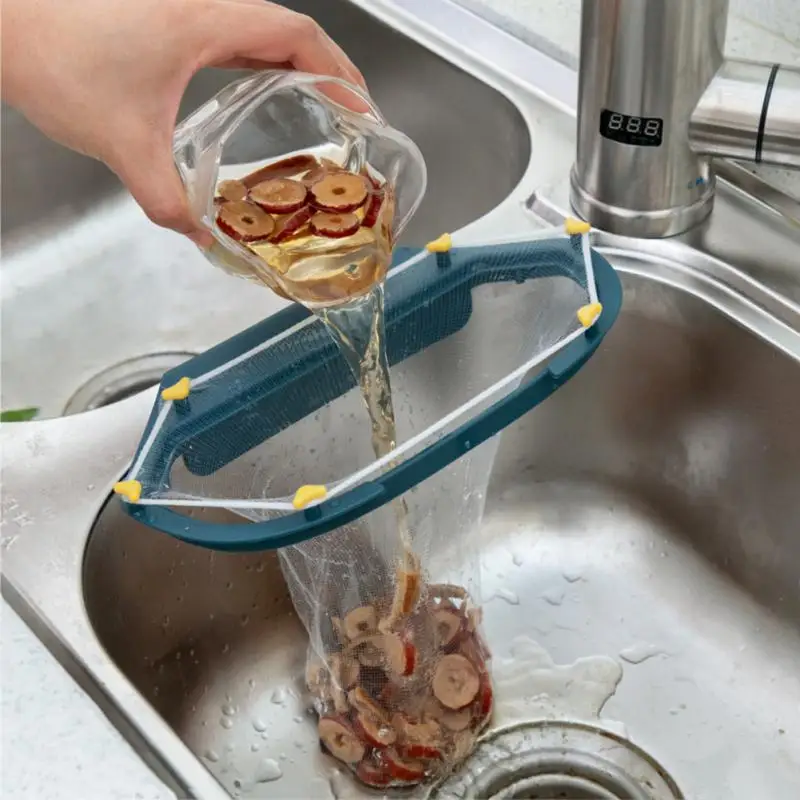 Kitchen Sink Filter Net Triangular Leftovers Strainer Mesh Anti-Clogging Disposable Residue Separation Hanging Bag Drain Tools