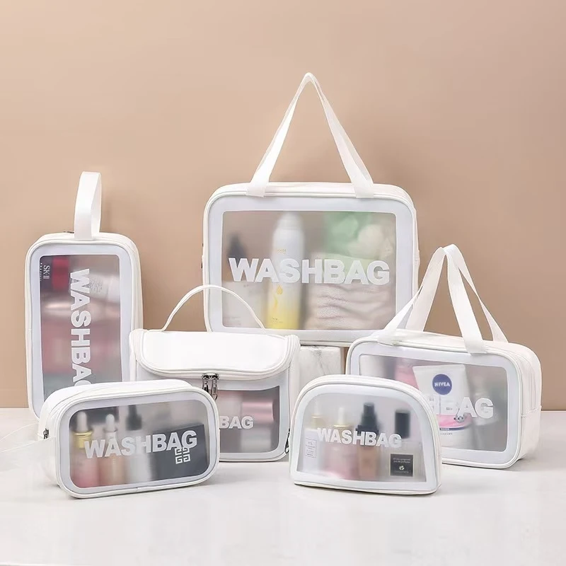Multi-Piece Travel Makeup Bag Set PVC Transparent Portable Waterproof Toiletry Bag, Portable Large-Capacity Cosmetic Storage Bag