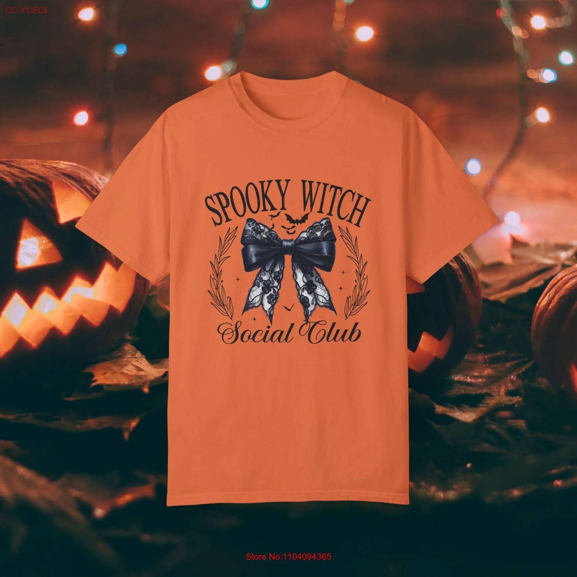 Halloween Coquette Witch T Shirt Comfort Colors Spooky Funny Womens Orange long or short sleeves