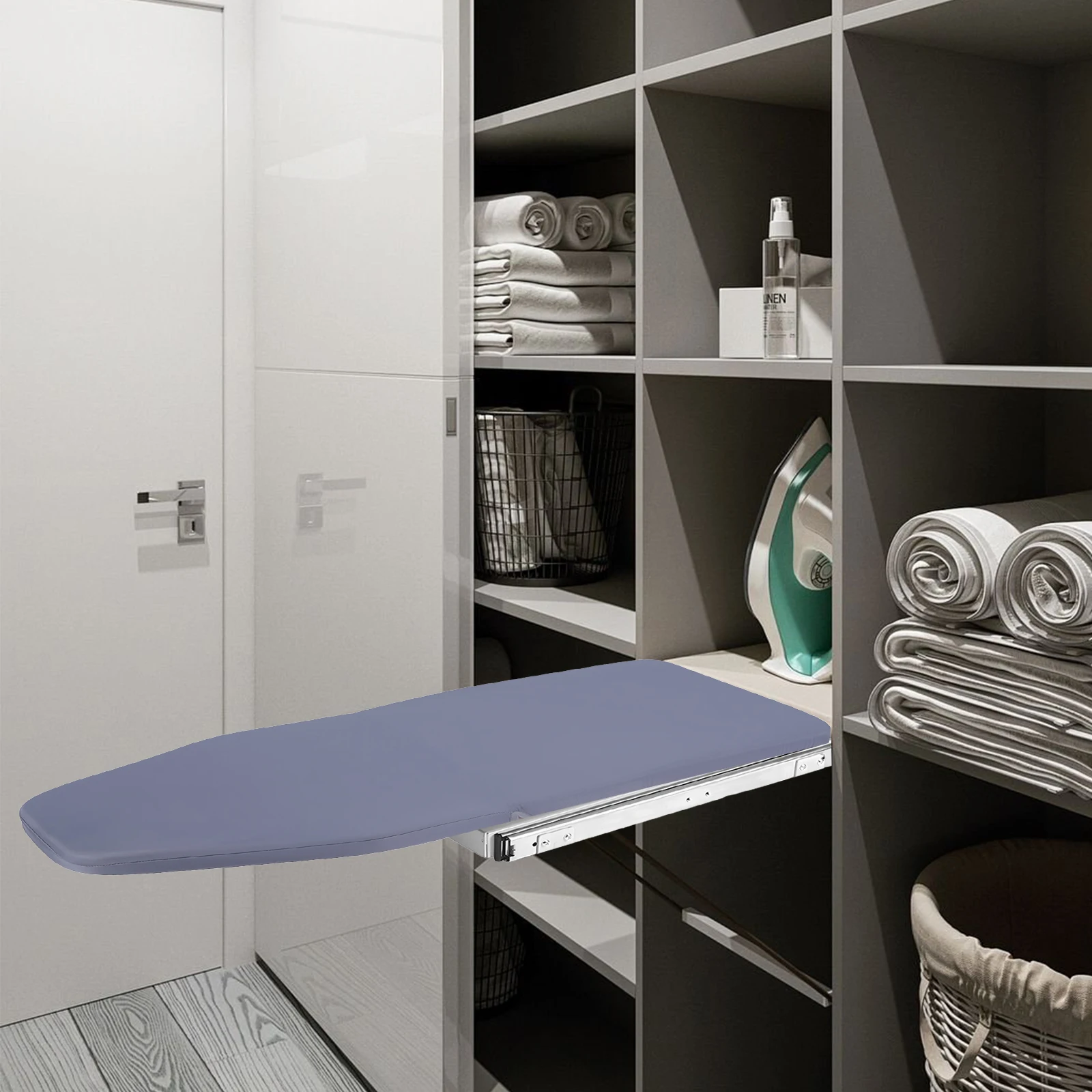 Folding Ironing Board Thickened 180° Rotation Retractable Closet Folding Ultra Silent Smooth Push And Pull  Easy Cleaning