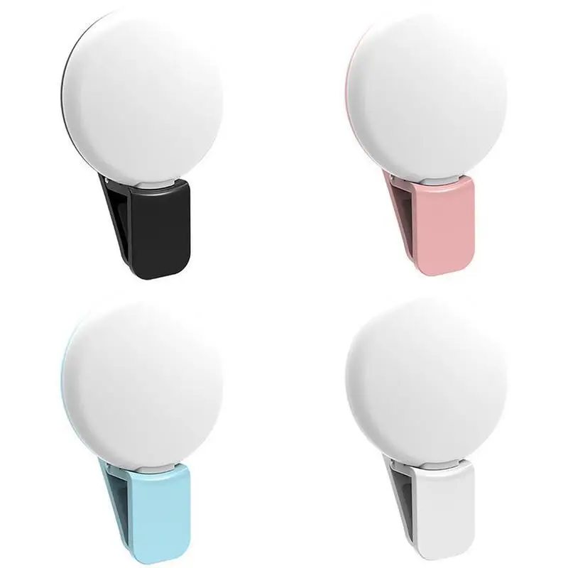 Mini lampe à clip pour selfie - 3 niveaux de luminosité, lumière LED portable pour téléphones mobiles, streaming en direct et vlogging