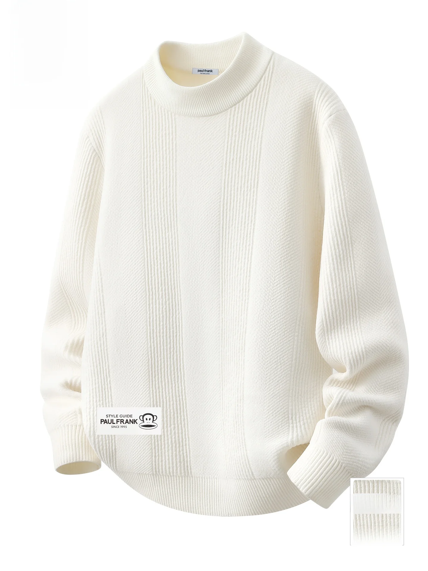 

Thiened Fce Warm Knitted Sweater Men's Soft White Color Long Sve round Ne Pullover Autumn Winter