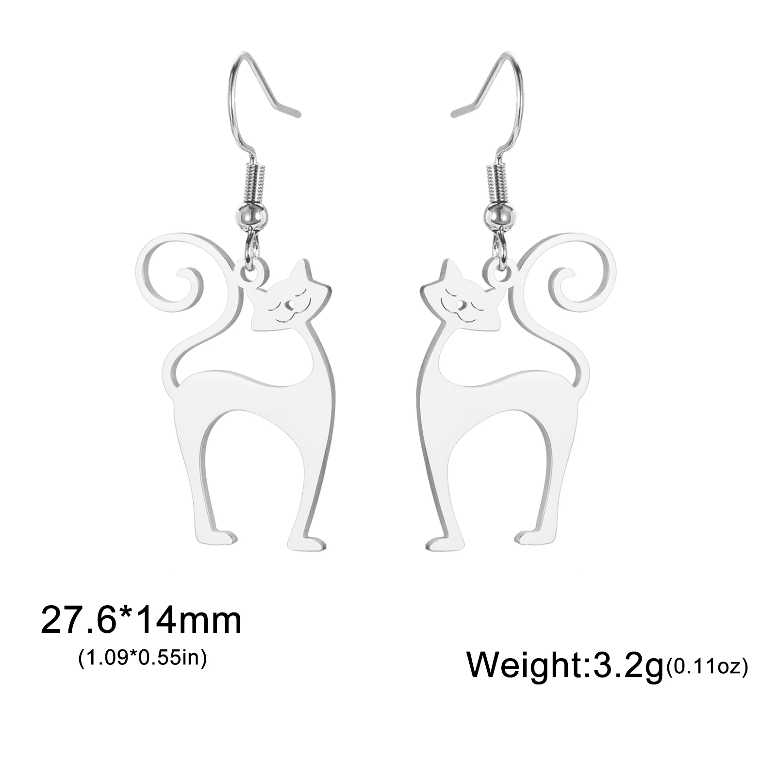 Unift Sassy Kitten Cat Charms Earrings for Women Stainless Steel Dangle Earring Lovely Jewelry Ear Piercing Pet Lover Gift image 3