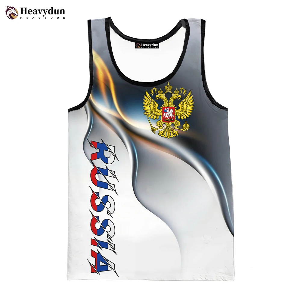 2023 New Russia Eagle 3D Printed Tank Tops Men\'s Clothing Spring Summer Harajuku Streetwear Oversized T-shirt Sleeveless Shirts