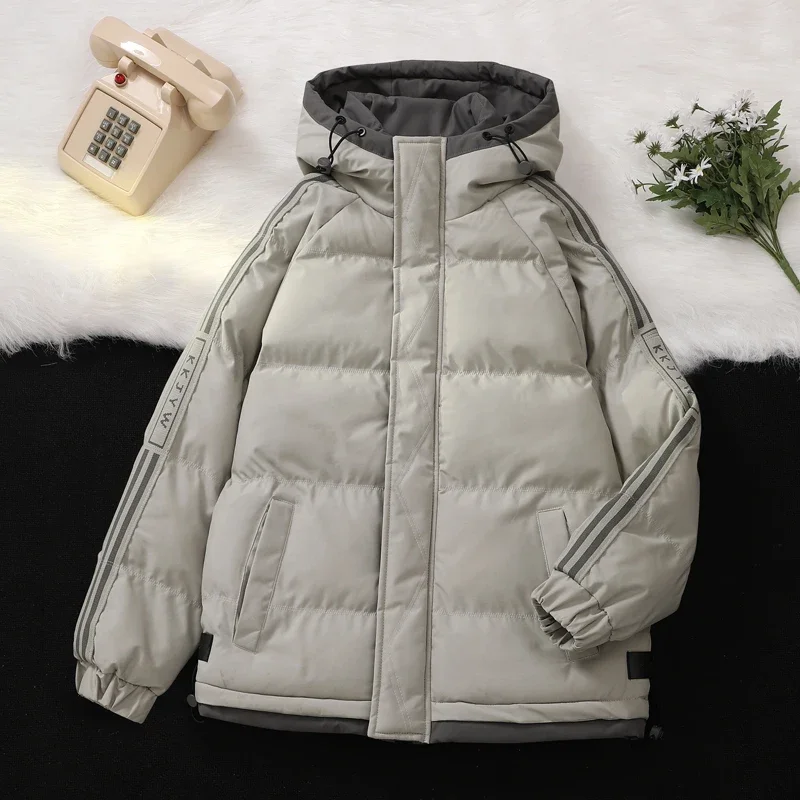 

Men's Fake Two Pieces Jackets Autumn Winter New Solid Color Simple Thickened Warm Outdoor Travel Hooded Coat Men Cotton Clothing