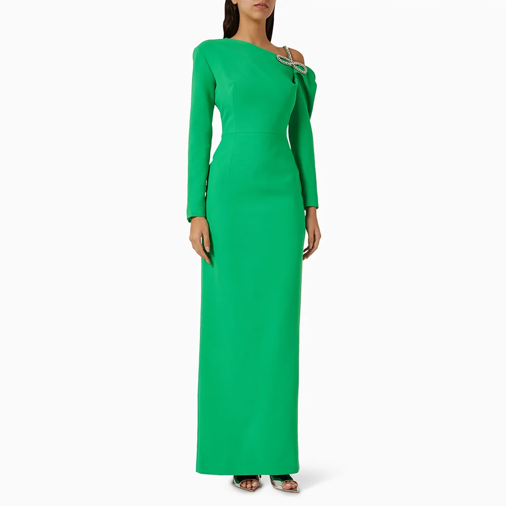 

Customized Long Sleeves Long Evening Dresses Elegant Formal Occasion Prom Gowns Beading 2025 Ankle Length Prom Dresses