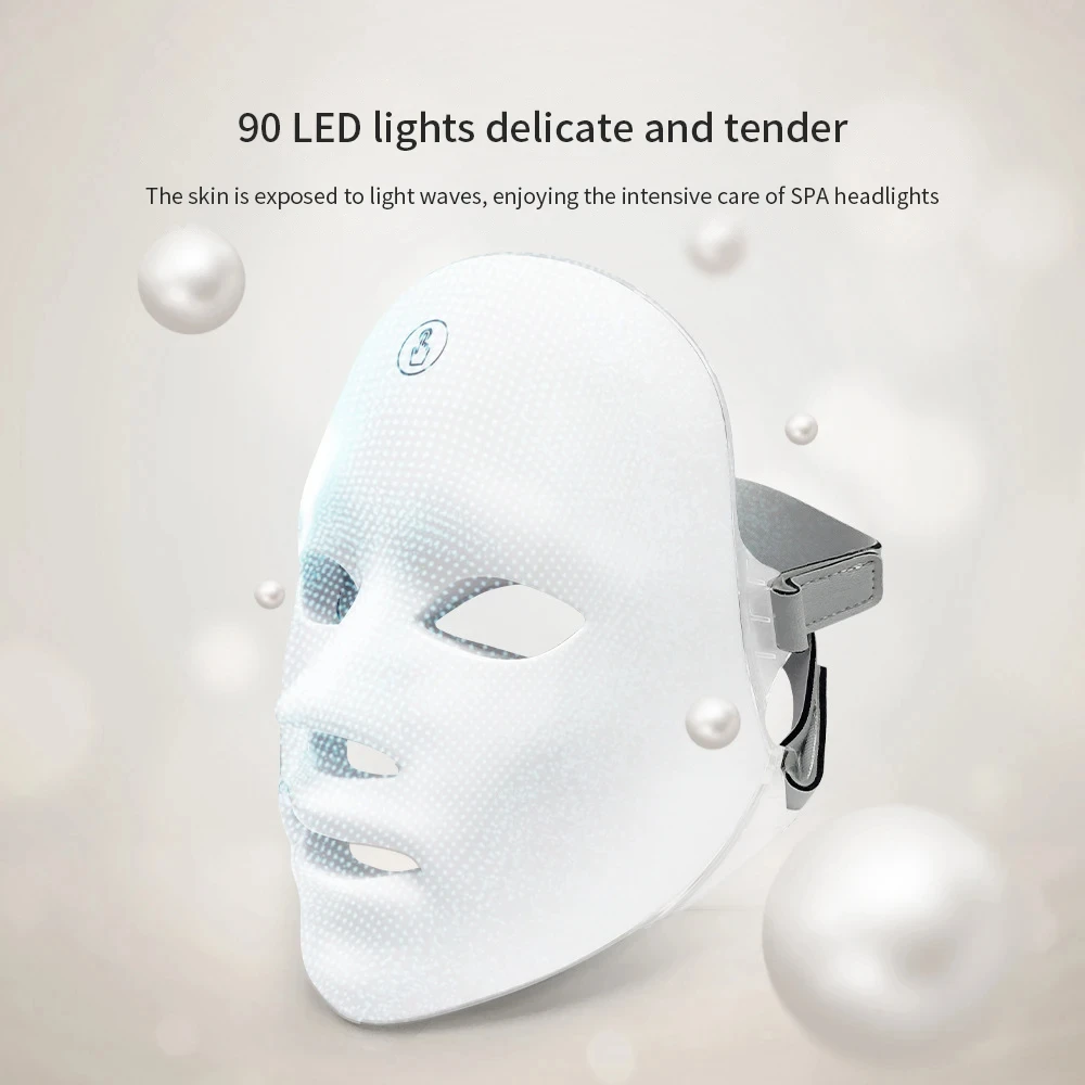 Mascarilla Facial de terapia con luz roja LED, 7 colores, foto, radiofrecuencia, rejuvenecimiento de la piel, herramienta para el cuidado de la piel