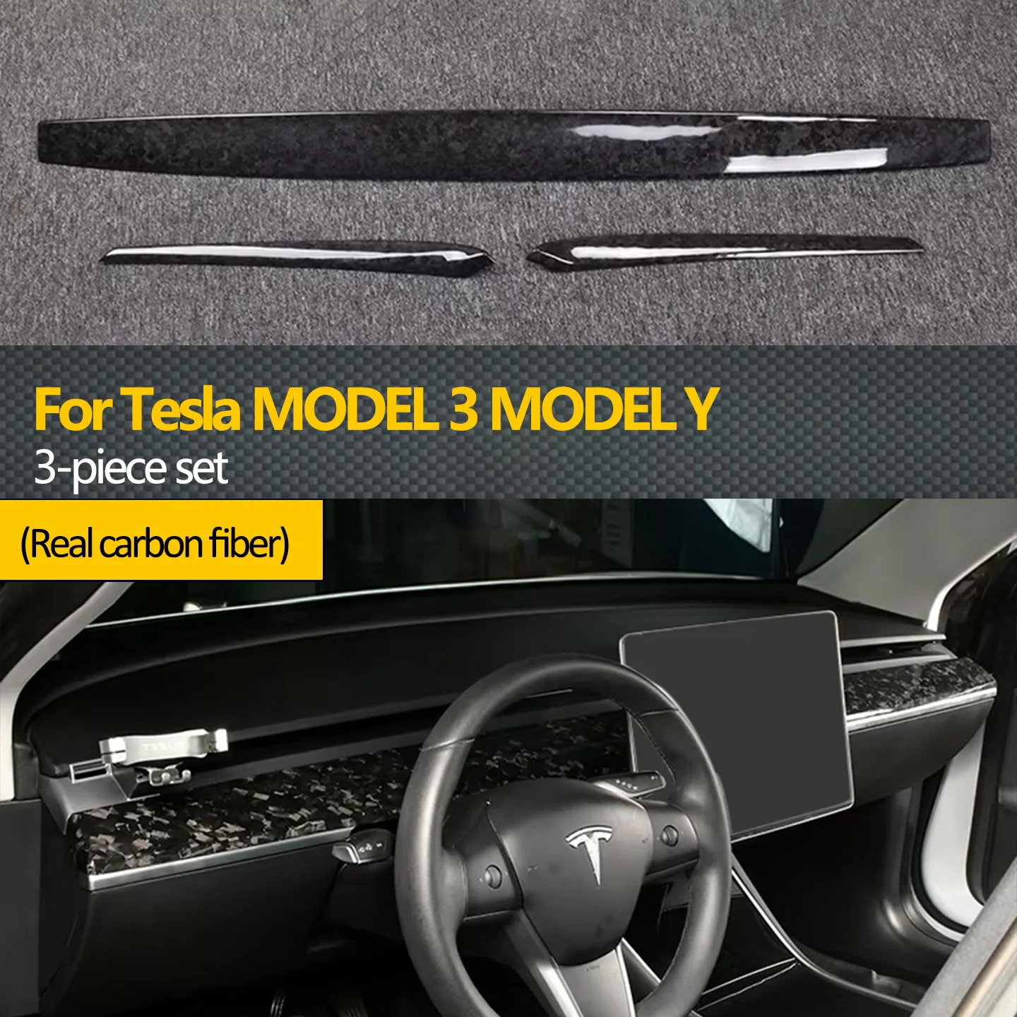 

Подходит для Tesla Model Y/3, центральная консоль из настоящего углеродного волокна, аксессуары для отделки внутренней двери