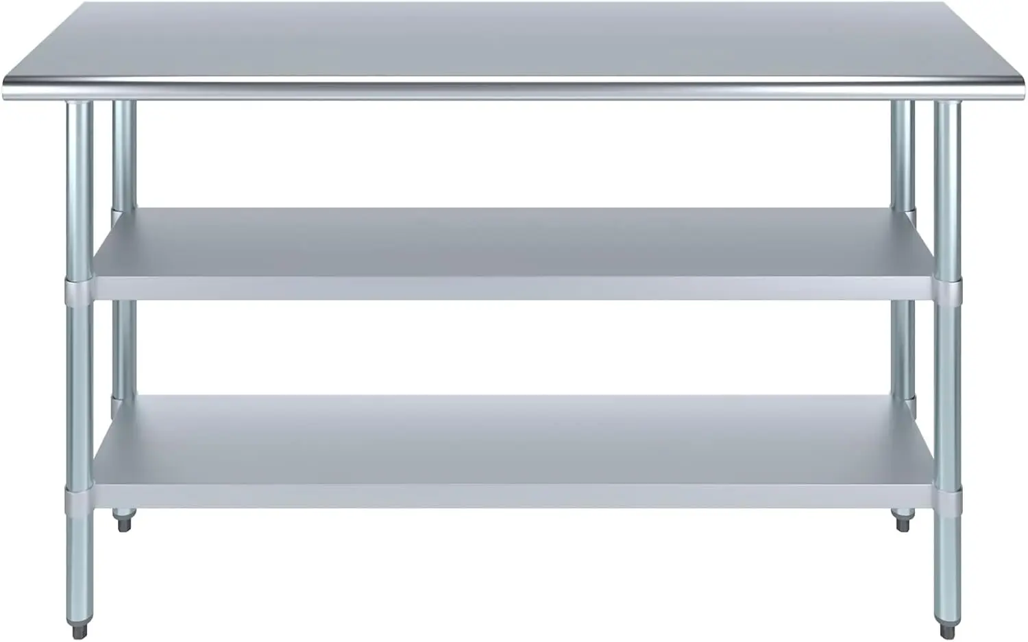 Металлический коммерческий и жилой стол (нержавеющая сталь с 2 полками, 60 дюймов в длину x 18 дюймов в глубину)